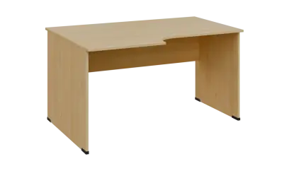 TR 8 - 146 stůl kancelářský, rohový, levý, dřevěná podnož, deska 18 mm, široký 1400 mm, javor horský