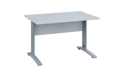 OPK 28 - 12 stůl kancelářský, kovová podnož stříbrná, deska 25 mm, široký 1200 mm, bílá