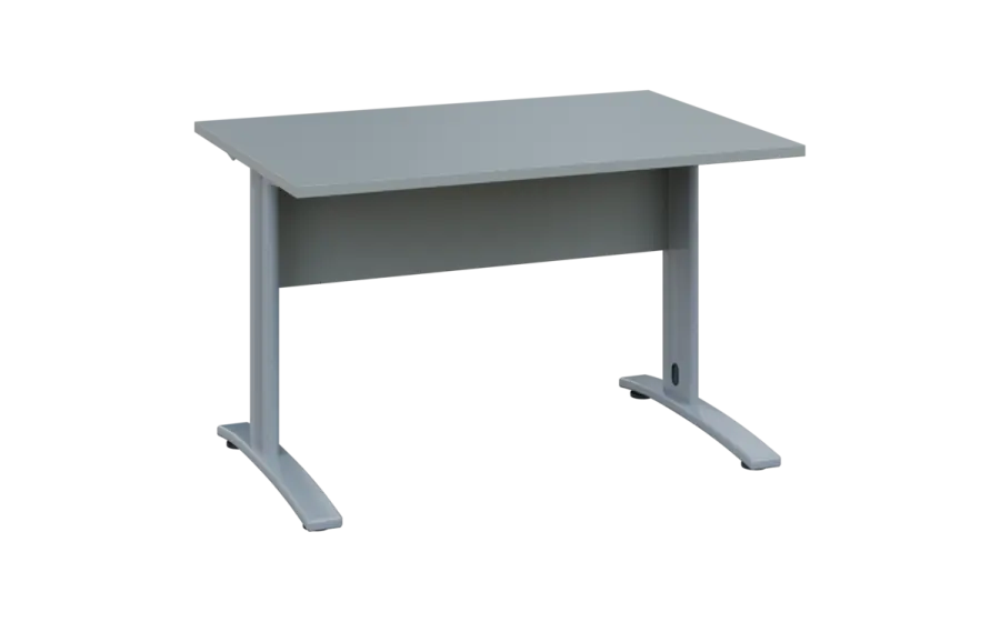 OPK 28 - 12 stůl kancelářský, kovová podnož stříbrná, deska 25 mm, široký 1200 mm, šedá