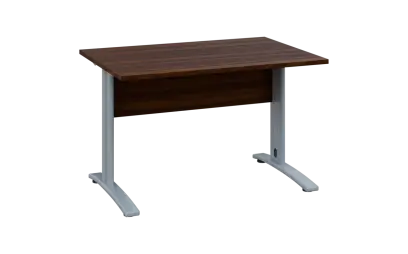 OPK 28 - 12 stůl kancelářský, kovová podnož stříbrná, deska 25 mm, široký 1200 mm, ořech královský OPK 28 - 12 stůl kancelářský, kovová podnož stříbrná, deska 25 mm, široký 1200 mm, ořech královský