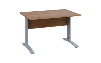 OPK 28 - 12 stůl kancelářský, kovová podnož stříbrná, deska 25 mm, široký 1200 mm, dub bardolino