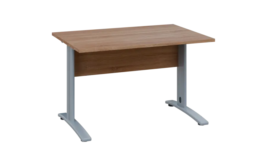 OPK 28 - 12 stůl kancelářský, kovová podnož stříbrná, deska 25 mm, široký 1200 mm, dub bardolino