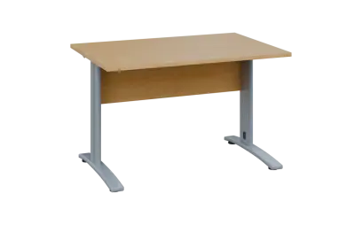OPK 28 - 12 stůl kancelářský, kovová podnož stříbrná, deska 25 mm, široký 1200 mm, javor horský