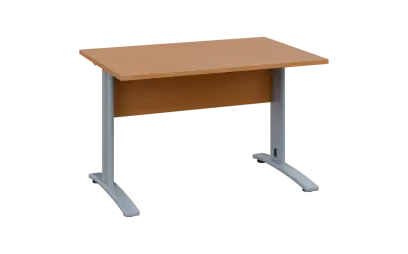 OPK 28 - 12 stůl kancelářský, kovová podnož stříbrná, deska 25 mm, široký 1200 mm, buk royal