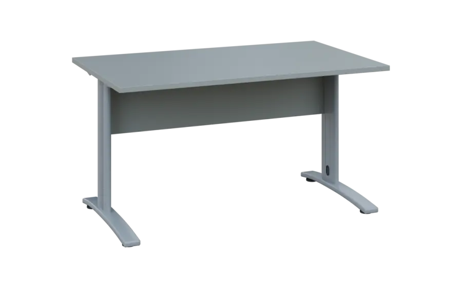OPK 28 - 14 stůl kancelářský, kovová podnož stříbrná, deska 25 mm, široký 1400 mm, šedá