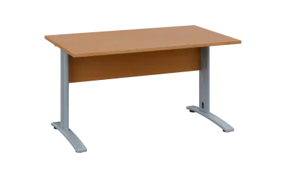 OPK 28 - 14 stůl kancelářský, kovová podnož stříbrná, deska 25 mm, široký 1400 mm, buk royal