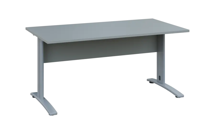 OPK 28 - 16 stůl kancelářský, kovová podnož stříbrná, deska 25 mm, široký 1600 mm, šedá