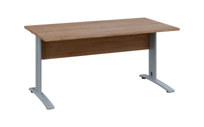 OPK 28 - 16 stůl kancelářský, kovová podnož stříbrná, deska 25 mm, široký 1600 mm, dub bardolino