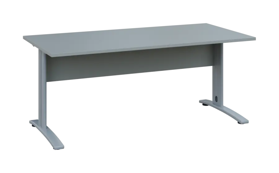 OPK 28 - 18 stůl kancelářský, kovová podnož stříbrná, deska 25 mm, široký 1800 mm, šedá