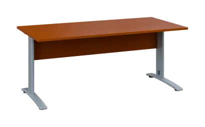 OPK 28 - 18 stůl kancelářský, kovová podnož stříbrná, deska 25 mm, široký 1800 mm, třešeň šumavská