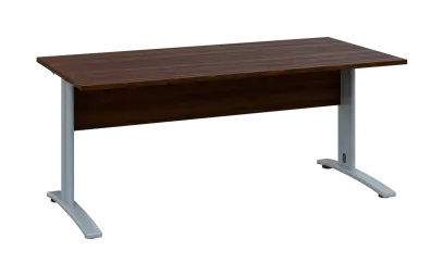 OPK 28 - 18 stůl kancelářský, kovová podnož stříbrná, deska 25 mm, široký 1800 mm, ořech královský