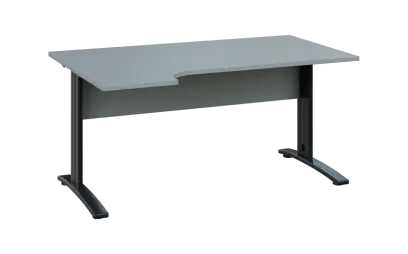 ORK 28 - 164 stůl kancelářský, rohový, levý, kovová podnož černá, deska 25 mm, široký 1600 mm, šedá