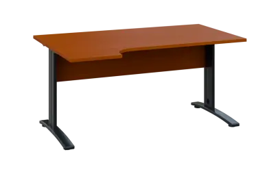 ORK 28 - 164 stůl kancelářský, rohový, levý, kovová podnož černá, deska 25 mm, široký 1600 mm, třešeň šumavská
