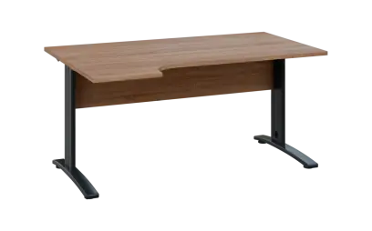 ORK 28 - 164 stůl kancelářský, rohový, levý, kovová podnož černá, deska 25 mm, široký 1600 mm, dub bardolino