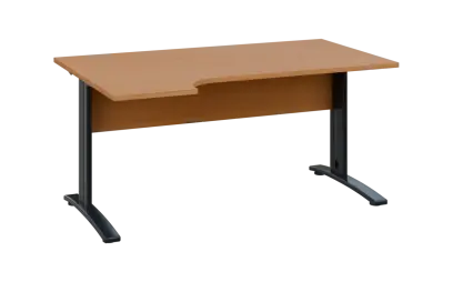 ORK 28 - 164 stůl kancelářský, rohový, levý, kovová podnož černá, deska 25 mm, široký 1600 mm, buk royal