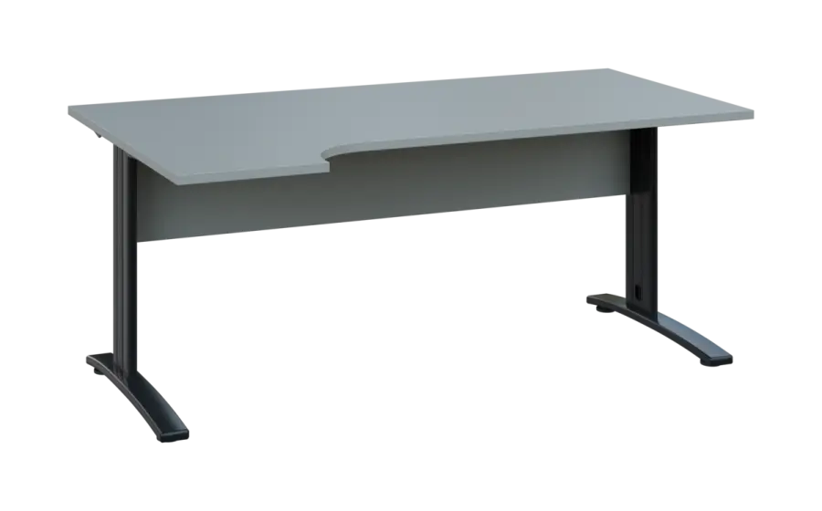 ORK 28 - 184 stůl kancelářský, rohový, levý, kovová podnož černá, deska 25 mm, široký 1800 mm, šedá