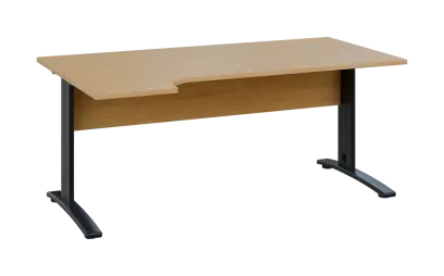 ORK 28 - 184 stůl kancelářský, rohový, levý, kovová podnož černá, deska 25 mm, široký 1800 mm, javor horský