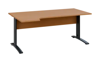 ORK 28 - 184 stůl kancelářský, rohový, levý, kovová podnož černá, deska 25 mm, široký 1800 mm, buk royal