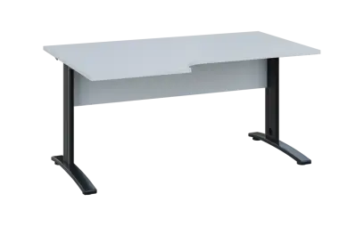 ORK 28 - 166 stůl kancelářský, rohový, levý, kovová podnož černá, deska 25 mm, široký 1600 mm, bílá