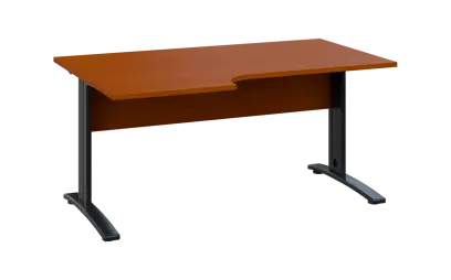 ORK 28 - 166 stůl kancelářský, rohový, levý, kovová podnož černá, deska 25 mm, široký 1600 mm, třešeň šumavská