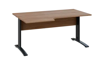 ORK 28 - 166 stůl kancelářský, rohový, levý, kovová podnož černá, deska 25 mm, široký 1600 mm, dub bardolino