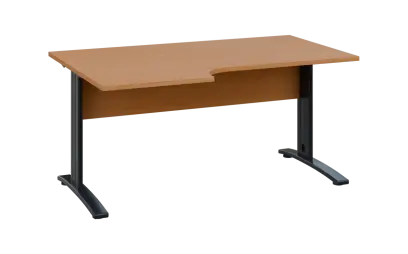 ORK 28 - 166 stůl kancelářský, rohový, levý, kovová podnož černá, deska 25 mm, široký 1600 mm, buk royal