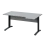 LKR 28 - 164 stůl kancelářský, rohový, pravý, kovová podnož černá, deska 25 mm, široký 1600 mm, šedá