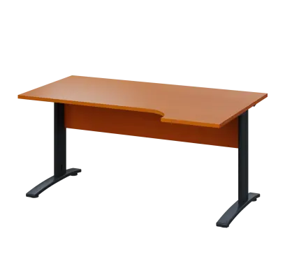 LKR 28 - 164 stůl kancelářský, rohový, pravý, kovová podnož černá, deska 25 mm, široký 1600 mm, třešeň šumavská