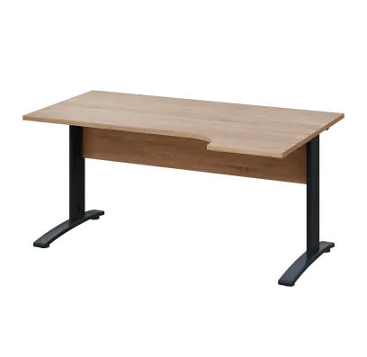 LKR 28 - 164 stůl kancelářský, rohový, pravý, kovová podnož černá, deska 25 mm, široký 1600 mm, dub bardolino