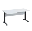 LKR 28 - 166 stůl kancelářský, rohový, levý, kovová podnož černá, deska 25 mm, široký 1600 mm, bílá