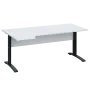 LKR 28 - 184 stůl kancelářský, rohový, levý, kovová podnož černá, deska 25 mm, široký 1800 mm, bílá