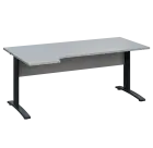 LKR 28 - 184 stůl kancelářský, rohový, levý, kovová podnož černá, deska 25 mm, široký 1800 mm, šedá
