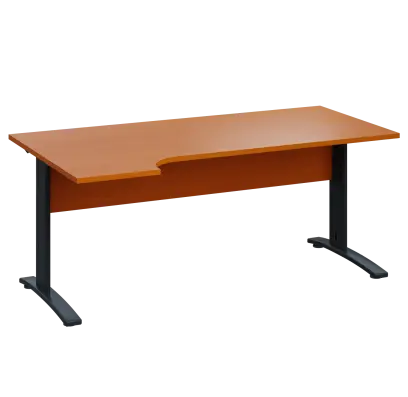 LKR 28 - 184 stůl kancelářský, rohový, levý, kovová podnož černá, deska 25 mm, široký 1800 mm, třešeň šumavská