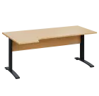 LKR 28 - 184 stůl kancelářský, rohový, levý, kovová podnož černá, deska 25 mm, široký 1800 mm, javor