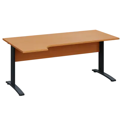 LKR 28 - 184 stůl kancelářský, rohový, levý, kovová podnož černá, deska 25 mm, široký 1800 mm, buk Royal