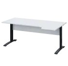 LKR 28 - 184 stůl kancelářský, rohový, pravý, kovová podnož černá, deska 25 mm, široký 1800 mm, bílá