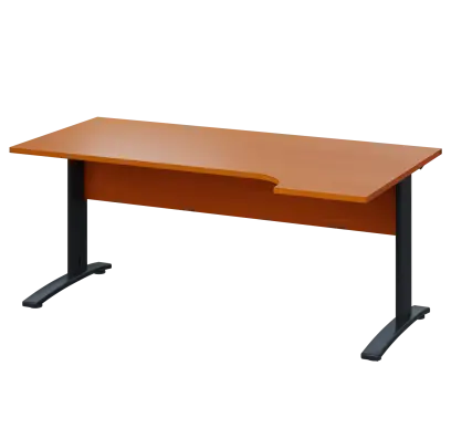 LKR 28 - 184 stůl kancelářský, rohový, pravý, kovová podnož černá, deska 25 mm, široký 1800 mm, třešeň šumavská