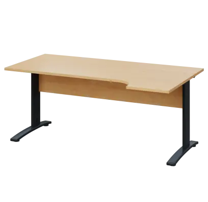 LKR 28 - 184 stůl kancelářský, rohový, pravý, kovová podnož černá, deska 25 mm, široký 1800 mm, javor horský