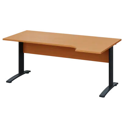 LKR 28 - 184 stůl kancelářský, rohový, pravý, kovová podnož černá, deska 25 mm, široký 1800 mm, buk Royal