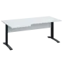 LKR 28 - 186 stůl kancelářský, rohový, levý, kovová podnož černá, deska 25 mm, široký 1800 mm, bílá