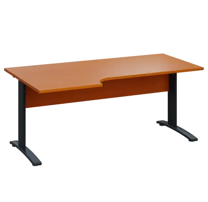 LKR 28 - 186 stůl kancelářský, rohový, levý, kovová podnož černá, deska 25 mm, široký 1800 mm, třešeň šumavská
