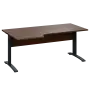 LKR 28 - 186 stůl kancelářský, rohový, levý, kovová podnož černá, deska 25 mm, široký 1800 mm, ořech královský