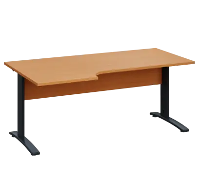 LKR 28 - 186 stůl kancelářský, rohový, levý, kovová podnož černá, deska 25 mm, široký 1800 mm, buk Royal