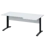 LKR 28 - 186 stůl kancelářský, rohový, pravý, kovová podnož černá, deska 25 mm, široký 1800 mm, bílá