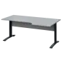 LKR 28 - 186 stůl kancelářský, rohový, pravý, kovová podnož černá, deska 25 mm, široký 1800 mm, šedá