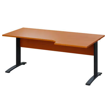 LKR 28 - 186 stůl kancelářský, rohový, pravý, kovová podnož černá, deska 25 mm, široký 1800 mm, třešeň šumavská