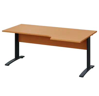 LKR 28 - 186 stůl kancelářský, rohový, pravý, kovová podnož černá, deska 25 mm, široký 1800 mm, buk Royal