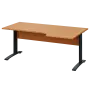 LKR 28 - 186 stůl kancelářský, rohový, pravý, kovová podnož černá, deska 25 mm, široký 1800 mm, buk Royal