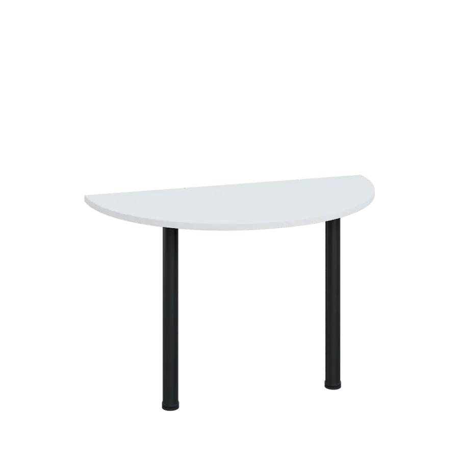 LJC 2 - 120 přístavba jednací, kovová podnož černá, síla desky 25 mm, široká 1200 mm, bílá