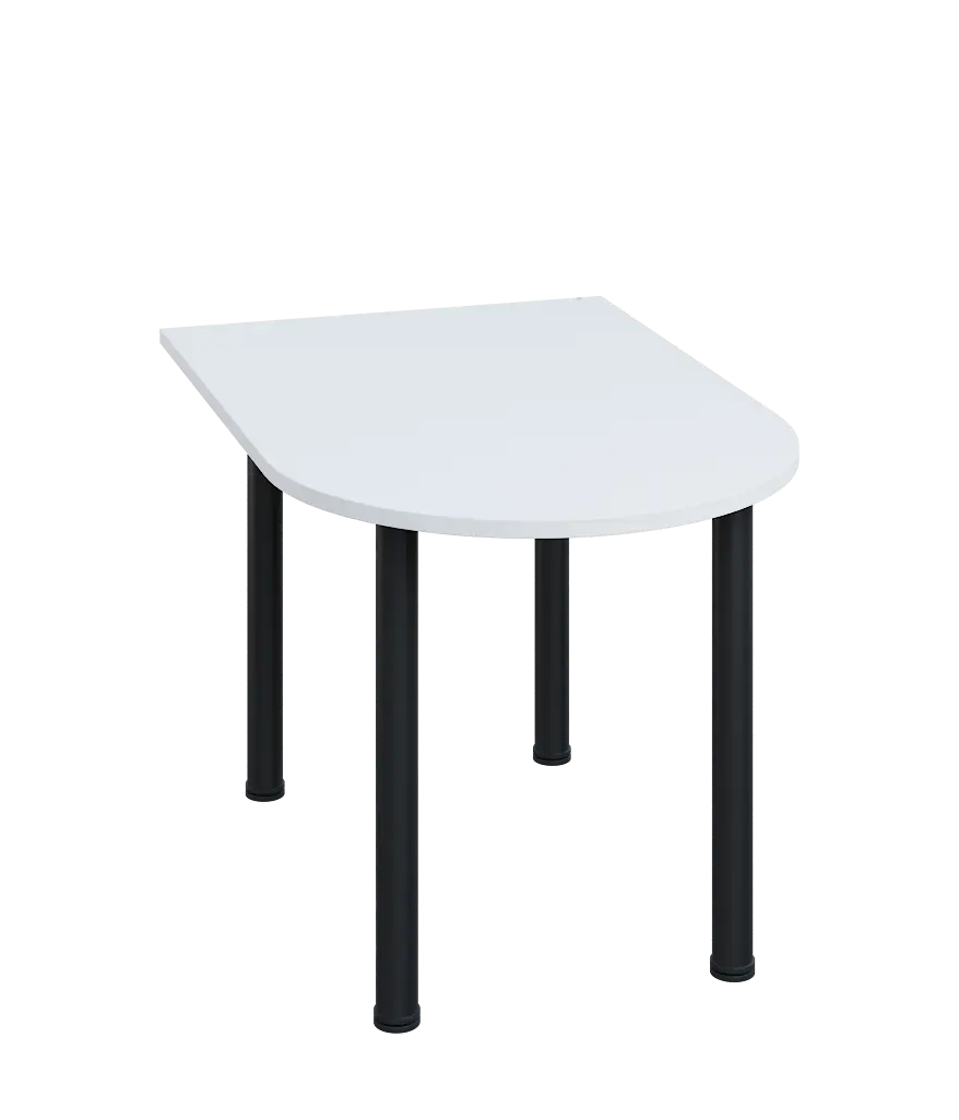 LJ 28 - 12 přístavba jednací, kovová podnož černá, síla desky 25 mm, široká 1200 mm, bílá